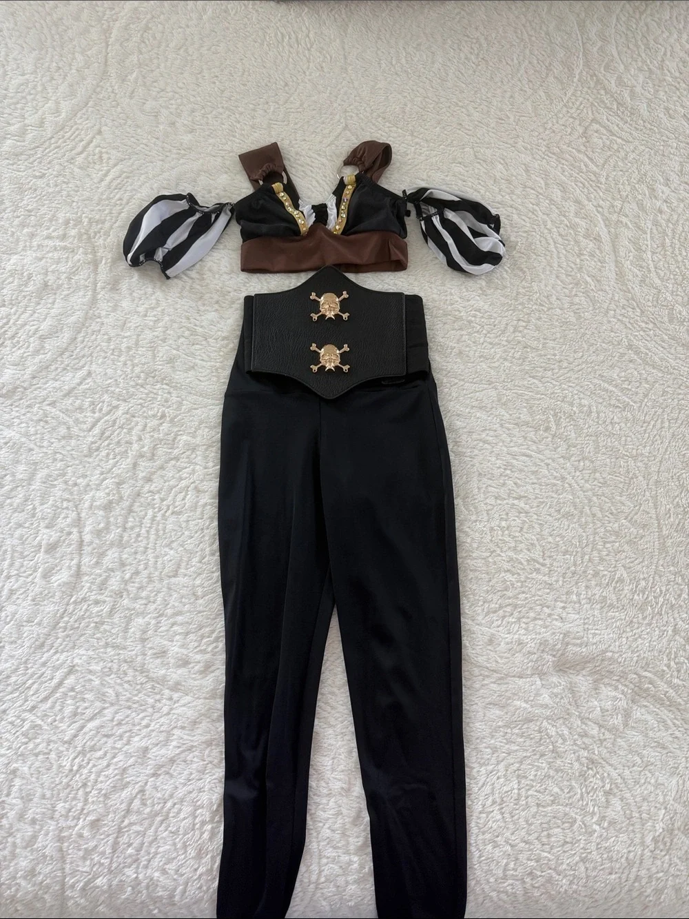 Pirate-Inspired Kids Dance Costume Set in Black and Brown